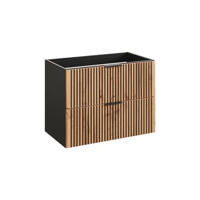 Meuble sous vasque à suspendre XILO NOIR CHÊNE 80 cm