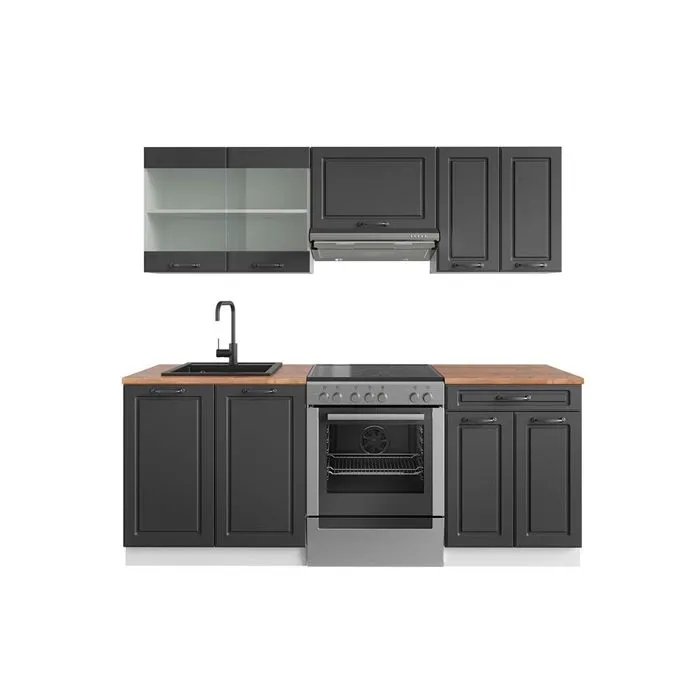 Vicco Cuisine Anthracite maison de campagne/blanc 200cm, PT Chêne
