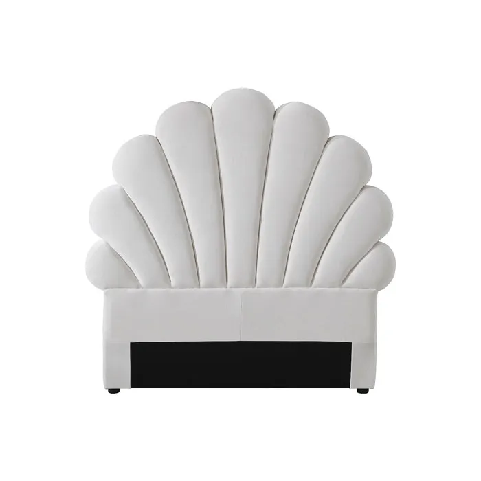 Tête de lit coquillage - 90 cm - Velours - Blanc - MOANA