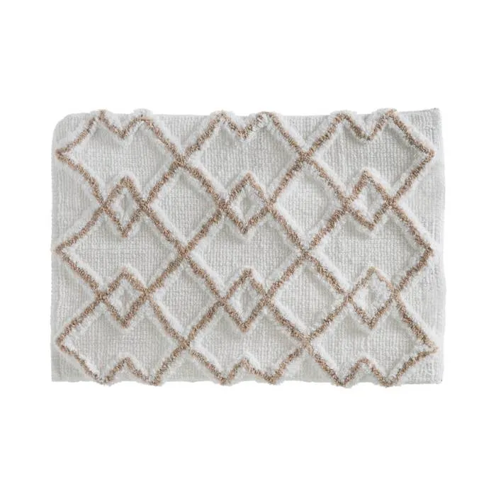 Tapis style ethnique pour salle de bain - 50 x 75 cm - taupe et crème