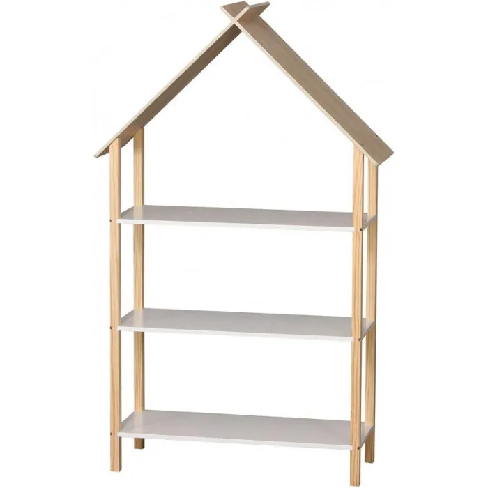 Bibliothèque Design Maison 3 Étagères - H. 131 Cm - Bois Et Blanc