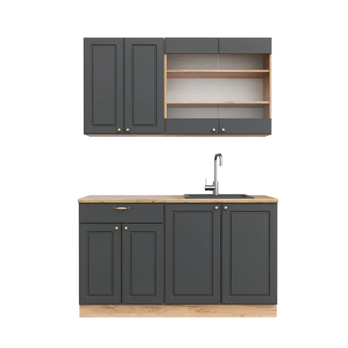 Vicco Cuisine Anthracite Campagne/Chêne doré 140cm sans PT