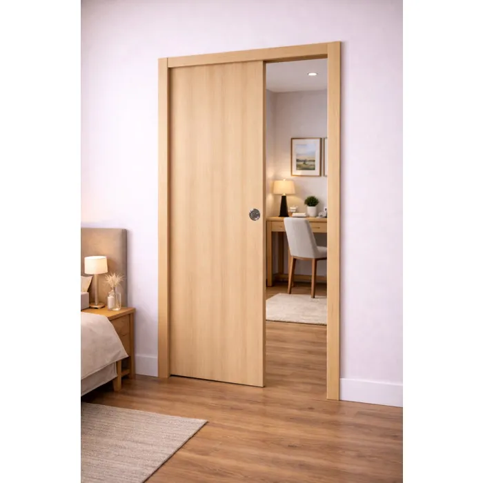 Porte Coulissante Décor Chêne Naturel Honey Oak H204 X L93 Cm,galandage, Kit Finition Gd Menuiseries