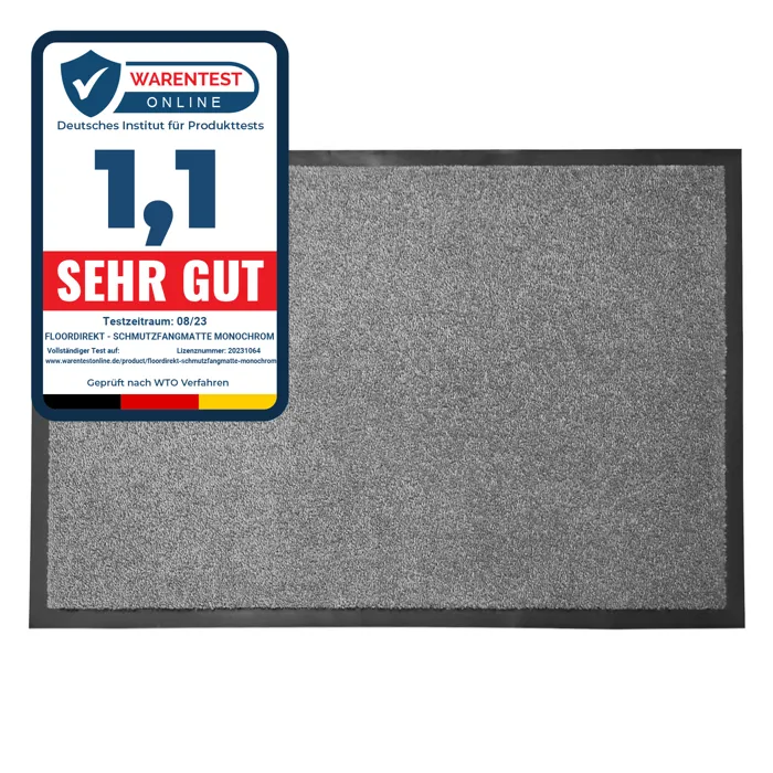 Tapis de Porte Paillasson d'entrée Monochrom Gris argent 60 x 90 cm