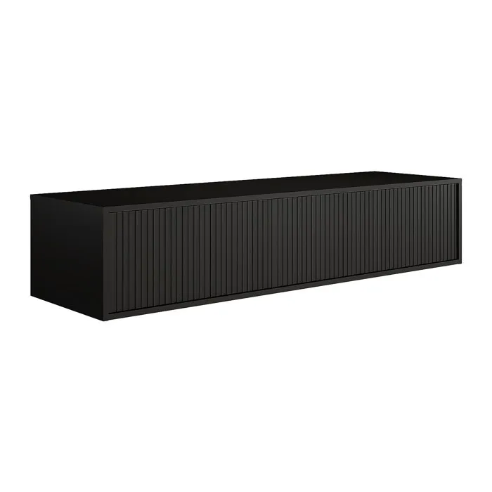 Meuble sous vasque suspendu strié - Noir - 150 cm - ARNEGA