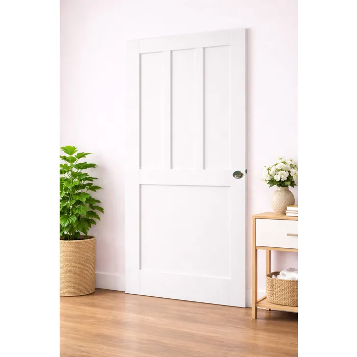 Porte Coulissante Atelier Blanc 2 Panneaux H204 X L83 Cm, Coquilles, Tire Doigt Gd Menuiseries