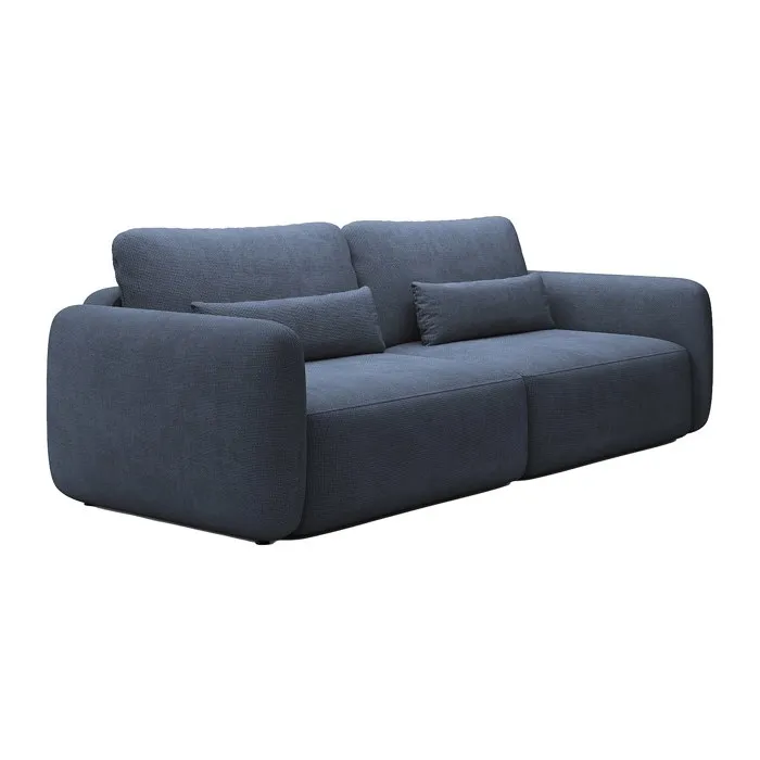 Canapé 3 places convertible en tissu texturé bleu marine VOPOZA