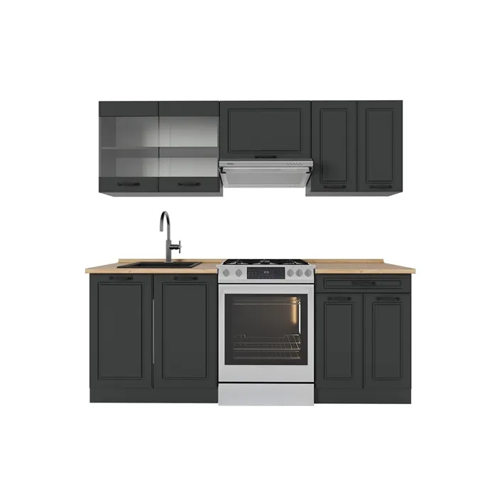 Vicco Cuisine Anthracite maison de campagne/anthracite 200cm, PT Chêne