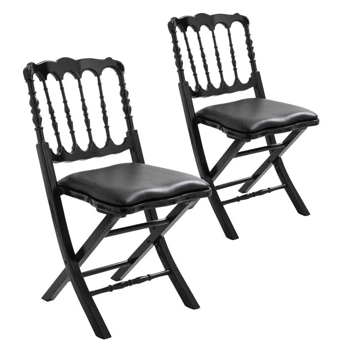 Chaises pliantes noires en bois Oviala