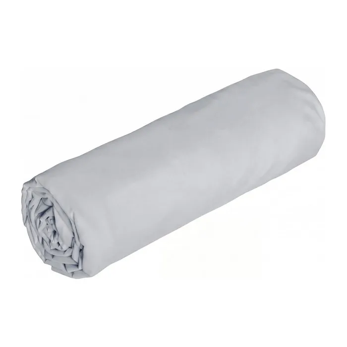 Drap housse percale de coton 80 fils/cm² - 200 x 200 cm - Bonnet 30 cm - Gris - AGAMI de PALACIO