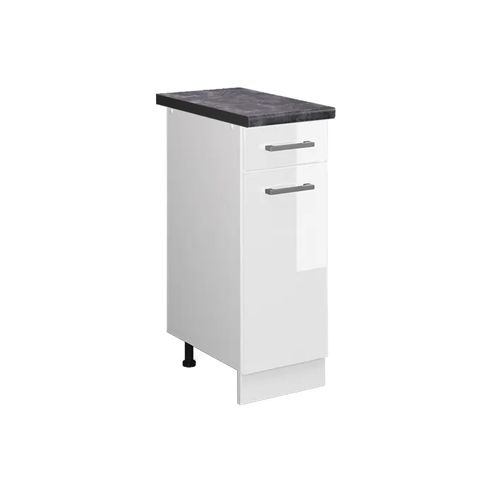 Vicco Meuble cuisine Blanc Haute brillance 30cm, PT Anthracite