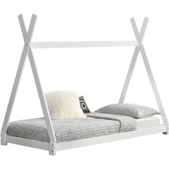 Lit de Tipi pour Enfant Onejda Blanc Mat 200 x 90 cm en.casa
