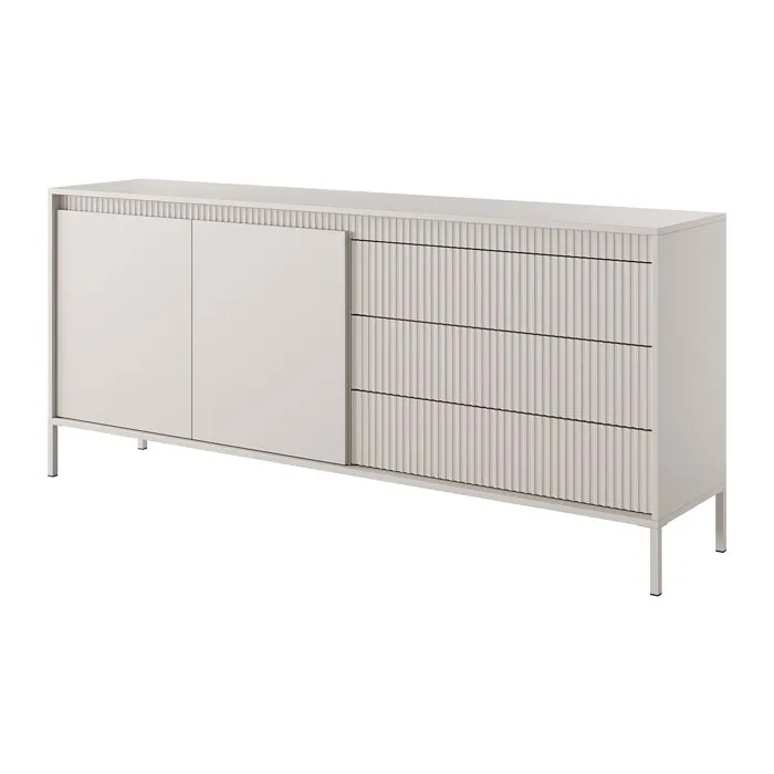 Buffet avec 3 tiroirs et 2 portes en MDF - Beige - NURSEMA