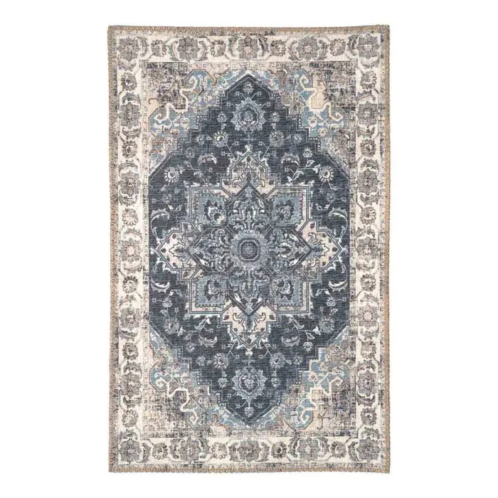 COLABA - Tapis d'Entrée 50x80cm avec Motifs Bleu