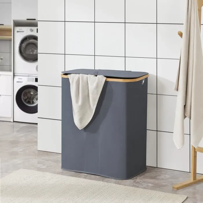 Panier à linge Rusko 69 x 57 x 37 cm gris foncé en.casa