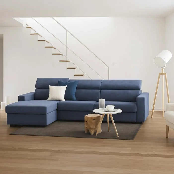 Canapé Lit,en Tissu,bleu,280x95h85 Cm