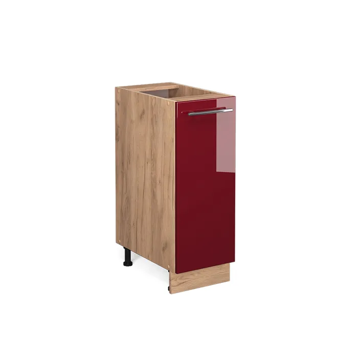 Vicco Meuble de cuisine Rouge bordeaux Haute brillance 30cm sans PT
