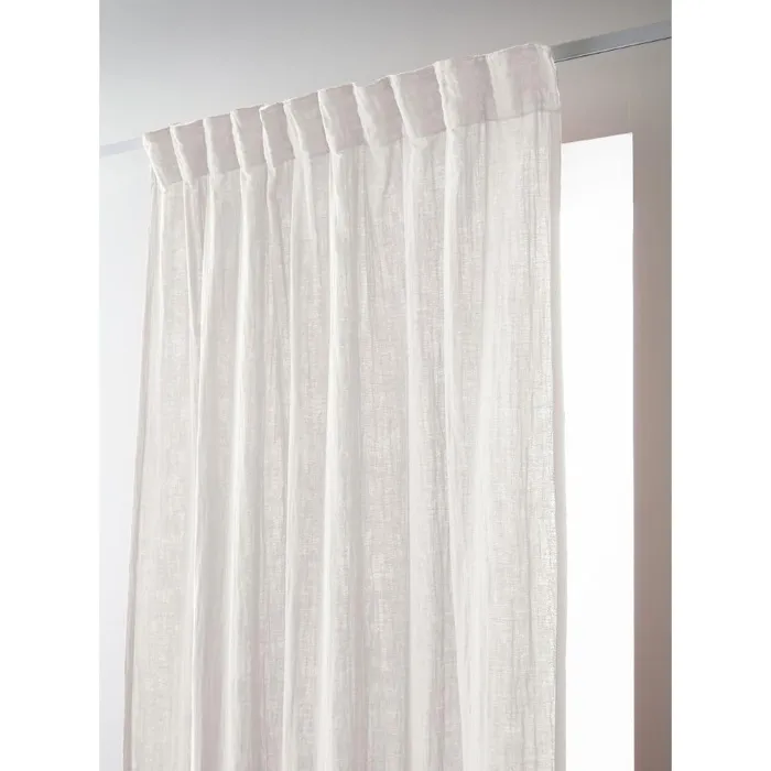 Rideau Galon Fronceur 140 x 240 cm Double Gaze de Coton Uni Gaïa Blanc
