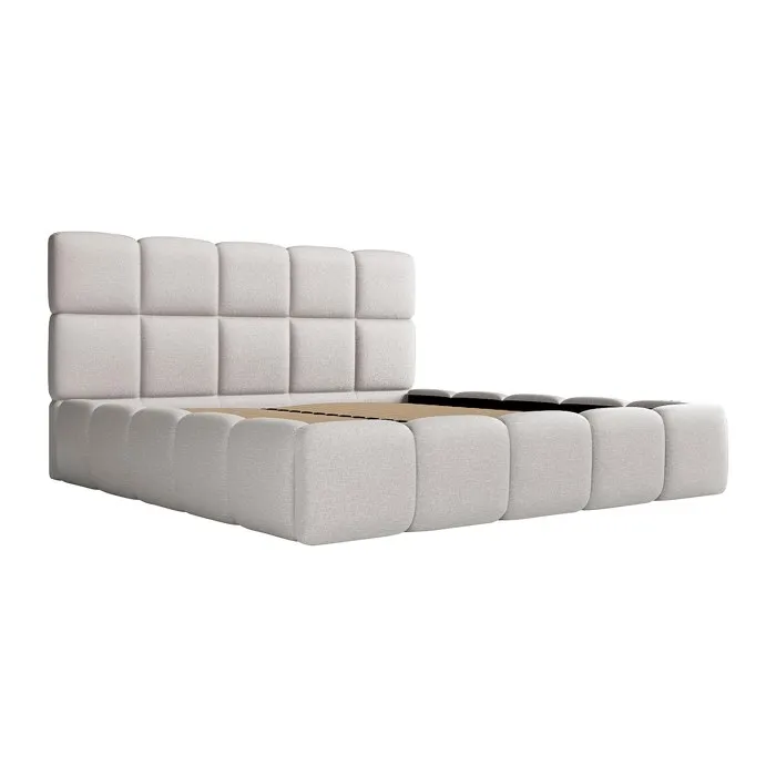 Lit coffre 180 x 200 cm - Tissu chiné - Gris clair - DAMADO II