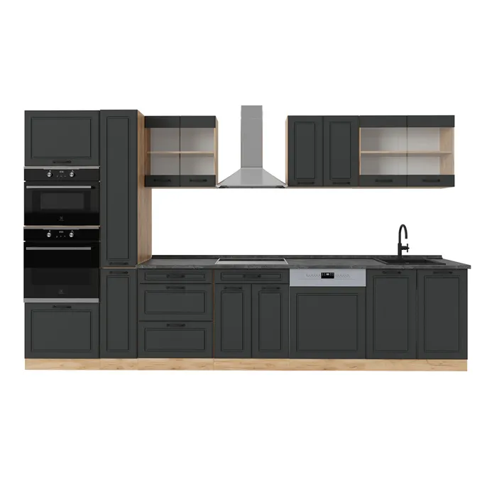 Vicco Cuisine complète Anthracite Campagne/Chêne doré 350cm, PT Anthracite