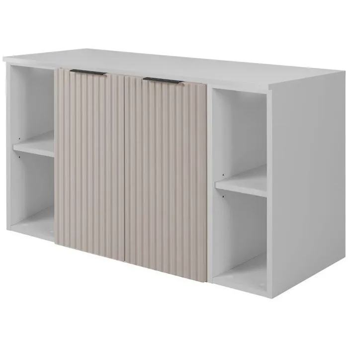 Meuble sous vasque à 2 portes FLOW CACHEMIIRE 100 cm avec 2 x l'étagères - extensions et plan BLANC