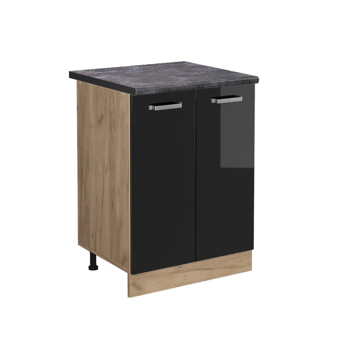Vicco Meuble bas de cuisine Noir Haute brillance 60cm, PT Anthracite
