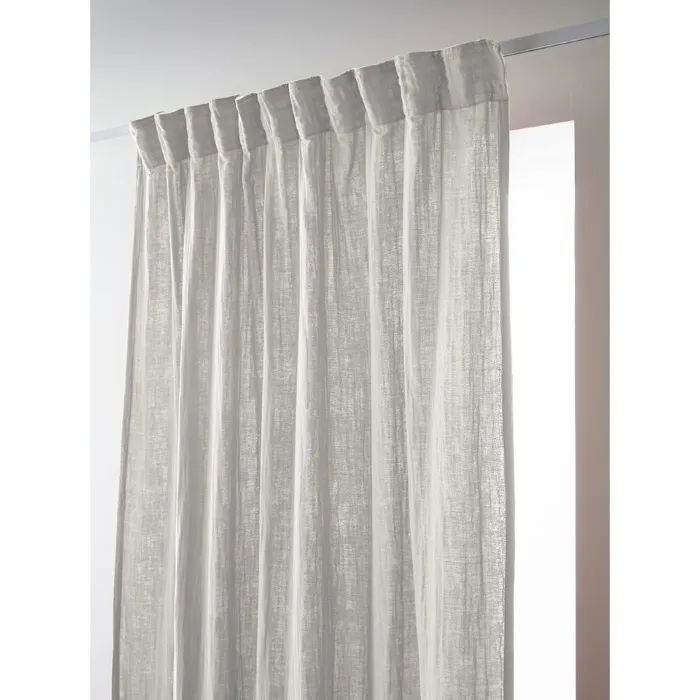 Rideau Galon Fronceur 140 x 240 cm Double Gaze de Coton Gaïa Perle