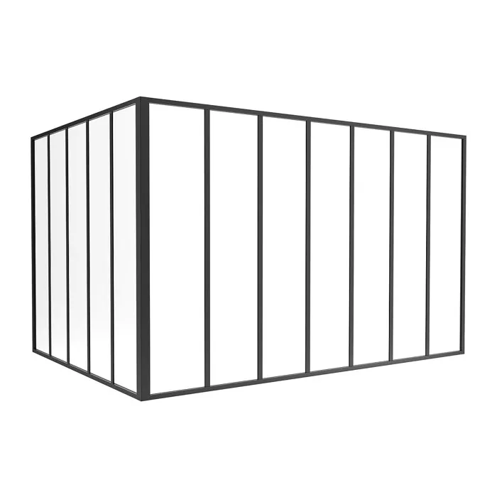 Verrière d'angle d'atelier en aluminium thermolaqué noir 210 x 150 x 130 cm (L x l x H) - BAYVIEW