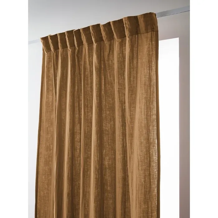 Rideau Galon Fronceur 140 x 240 cm Double Gaze de Coton Uni Gaïa Camel