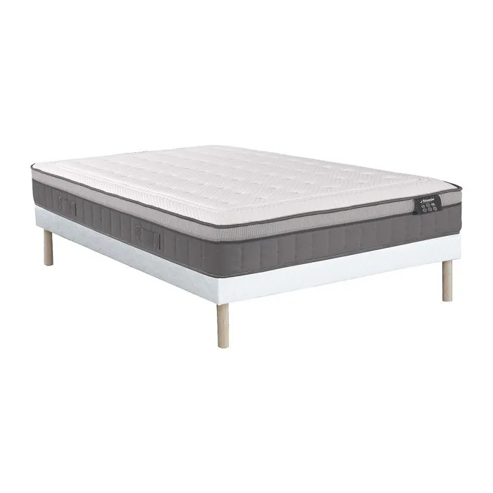 Ensemble 160 x 200 cm sommier + matelas hybride ressorts ensachés 7 zones et mémoire de forme ép.30cm - ASGARD de YSMÉE