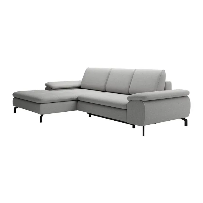 Canapé d'angle gauche convertible en tissu texturé gris ARCHIBALD
