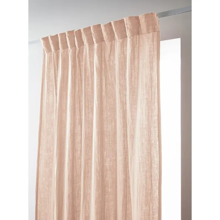 Rideau Galon Fronceur 140 x 240 cm Double Gaze de Coton Uni Gaïa Rose Clair