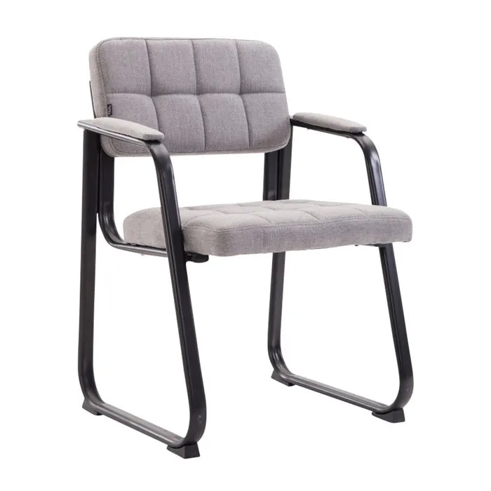 Chaise Visiteur Fauteuil De Bureau Sans Roulette Coutures Décoratives En Tissu Gris Clair Support Bur10218