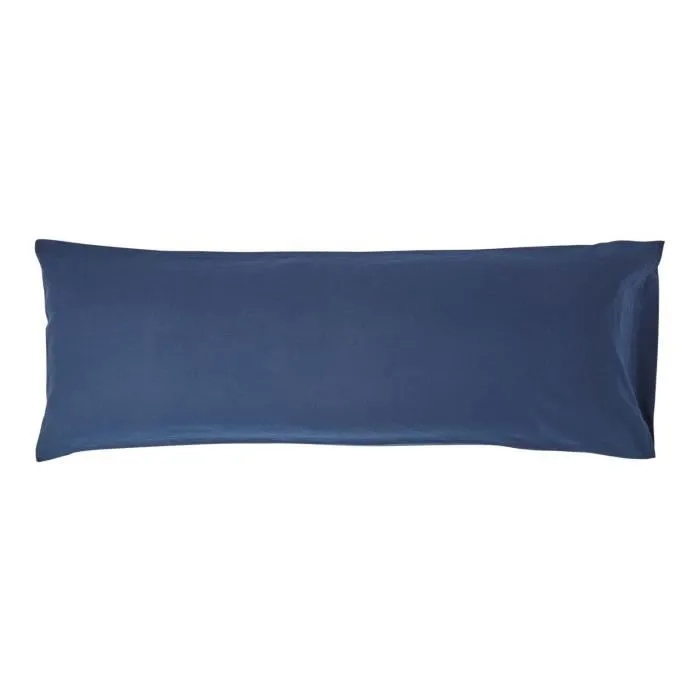 Taie de traversin bleu marine en lin lavé, 50x140 cm - HOMESCAPES
