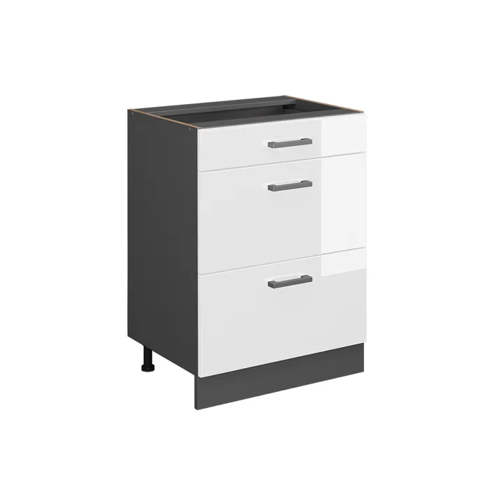 Vicco Meuble cuisine Blanc Haute brillance 60cm avec tiroirs, sans PT