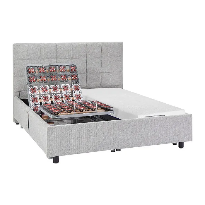 Lit électrique de relaxation déco tout plots + matelas mémoire de forme - 2 x 70 x 190 cm - Tissu - Gris - EREGA de YSMÉE