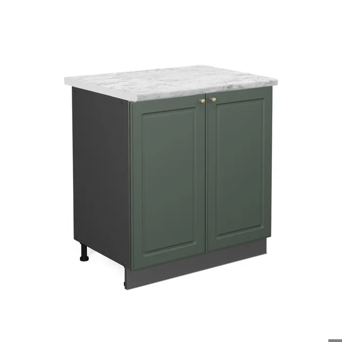Vicco Meuble bas de cuisine Vert Or Campagne/Anthracite 80cm plan de travail Marbre