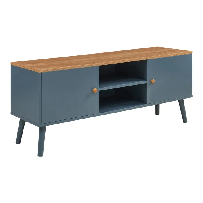 Meuble TV Reyljand 120 x 35 x 50 cm gris effet chêne en.casa