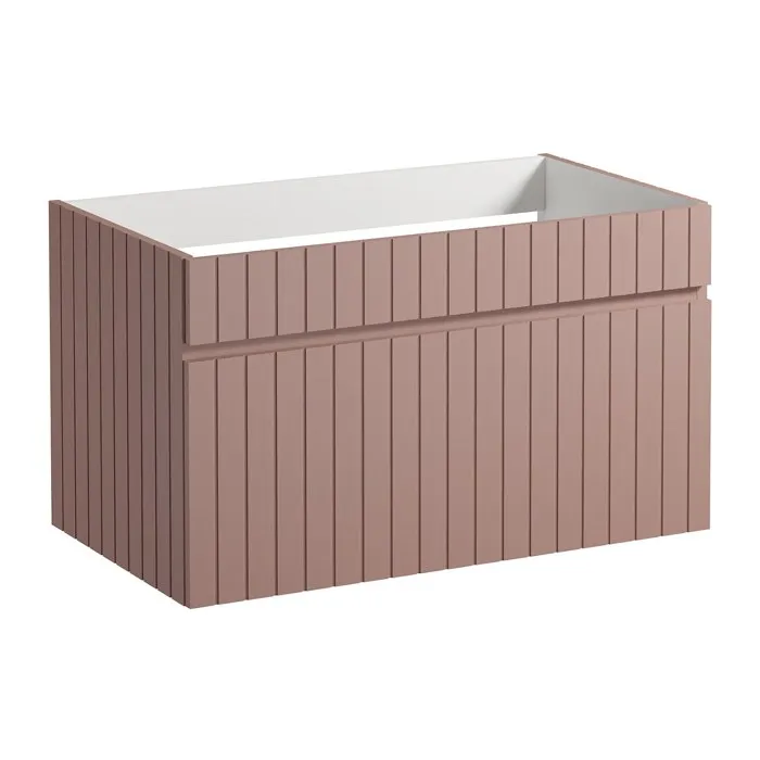 Meuble sous vasque suspendu strié rose - 80 cm - SATARA