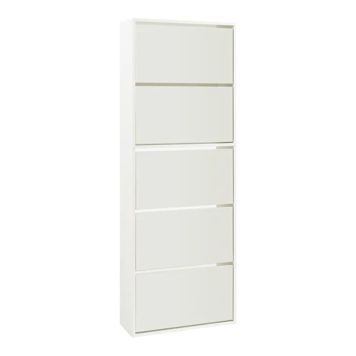 Meuble à chaussures Lund à 5 abattants avec miroir blanc en.casa