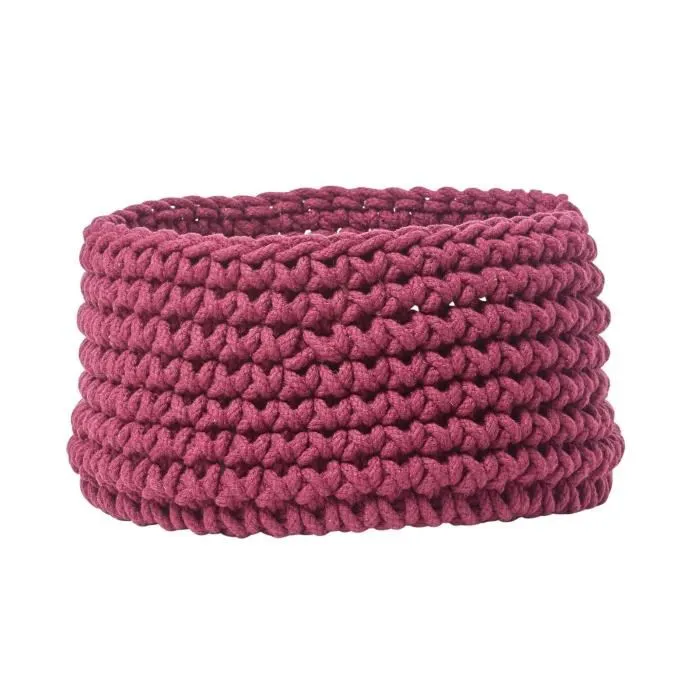 Petit Panier Rond Tressé En Tricot Prune 37x21cm - Homescapes