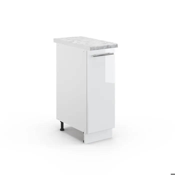 Vicco Meuble de cuisine Blanc Haute brillance/Blanc 30cm plan de travail Marbre