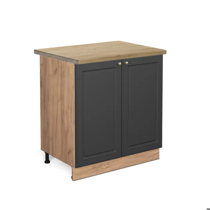 Vicco Meuble bas sous-évier Anthrazit-Gold Landhaus/Chêne doré 80cm plan de travail Chêne doré