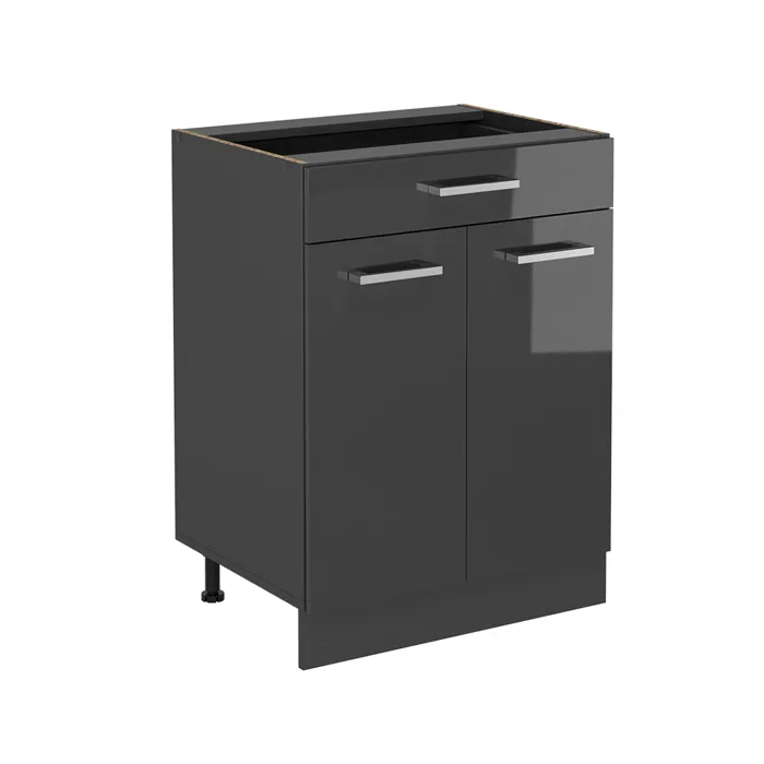 Vicco Meuble cuisine Anthracite Haute brillance 60cm avec tiroir, sans PT