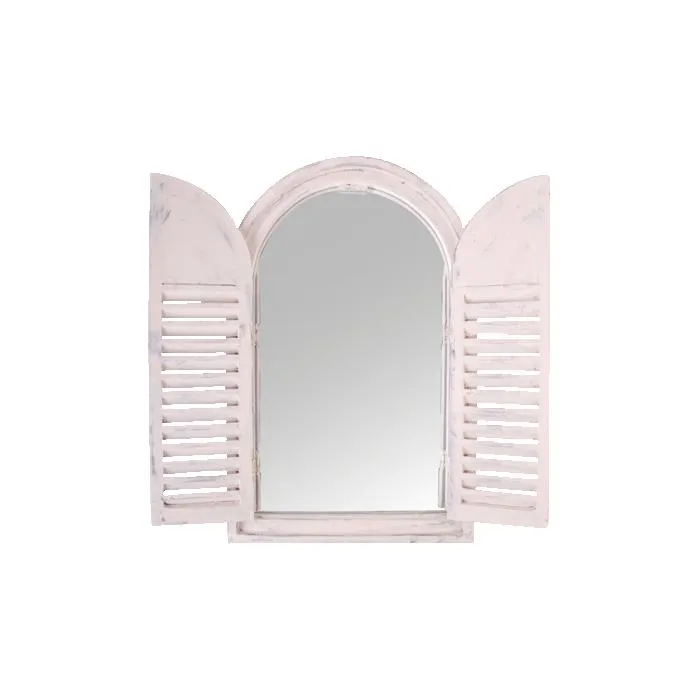 Miroir Portes Françaises En Bois - L 4,8 Cm X L 37 Cm X H 59 Cm - Blanc Cassé