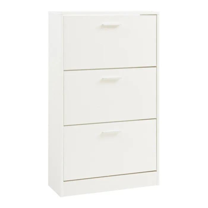 Meuble à chaussures Sykkylven à 3 abattants blanc en.casa