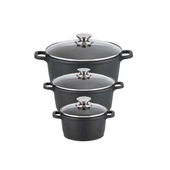Batterie De Cuisine 3 Faitouts 16cm + Couvercles Alucast
