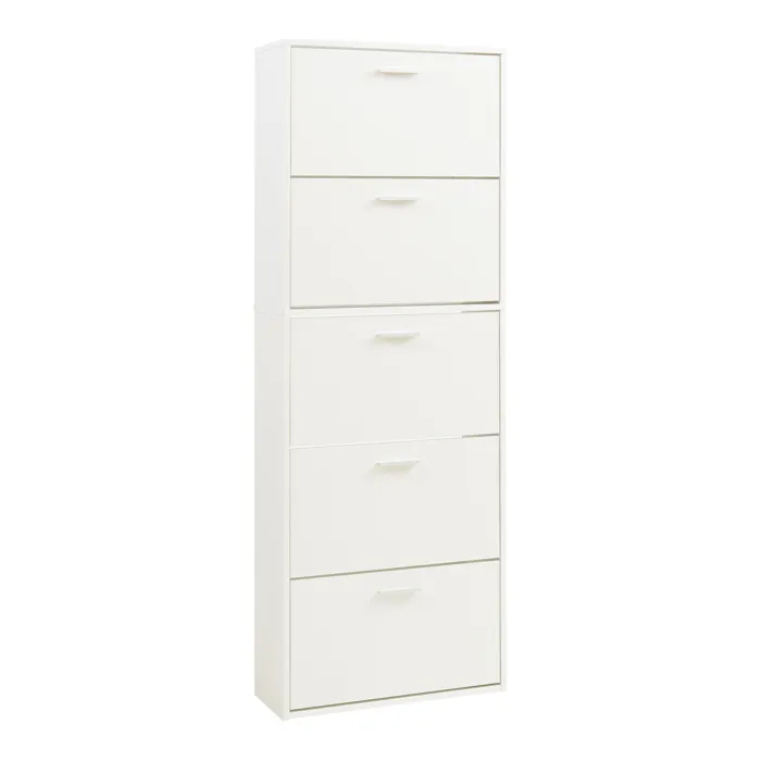 Meuble à chaussures Sykkylven à 5 abattants blanc en.casa