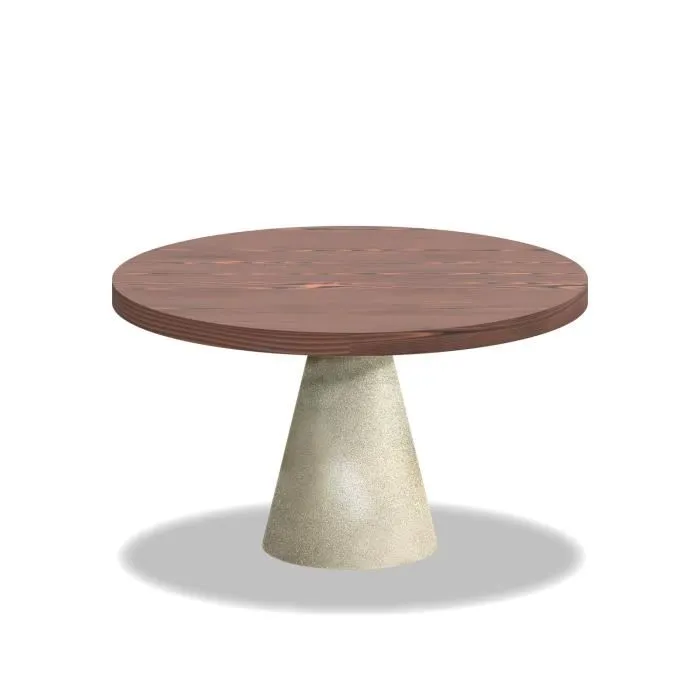 Artù Brass - Table Ronde Ø 120 Cm En Bois Stratifié Avec Base En Cône En Métal, Couleur Bois Foncé