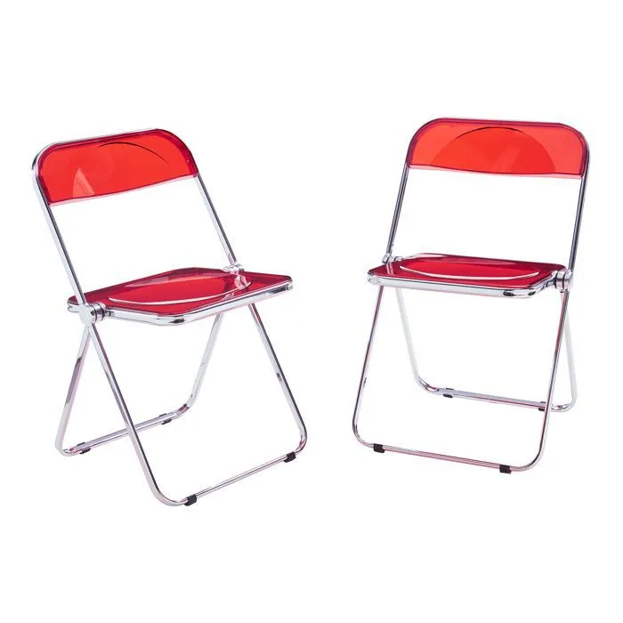 Lot de 2 chaises pliantes Pornainen 74 x 46 x 47 cm rouge en.casa